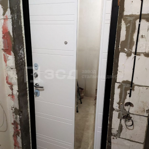Белая входная металлическая дверь - фото